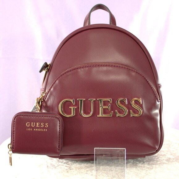 GUESS Renae Mini Backpack in Oxblood with Matching Coin Pouch – NWT - Picture 1 of 15